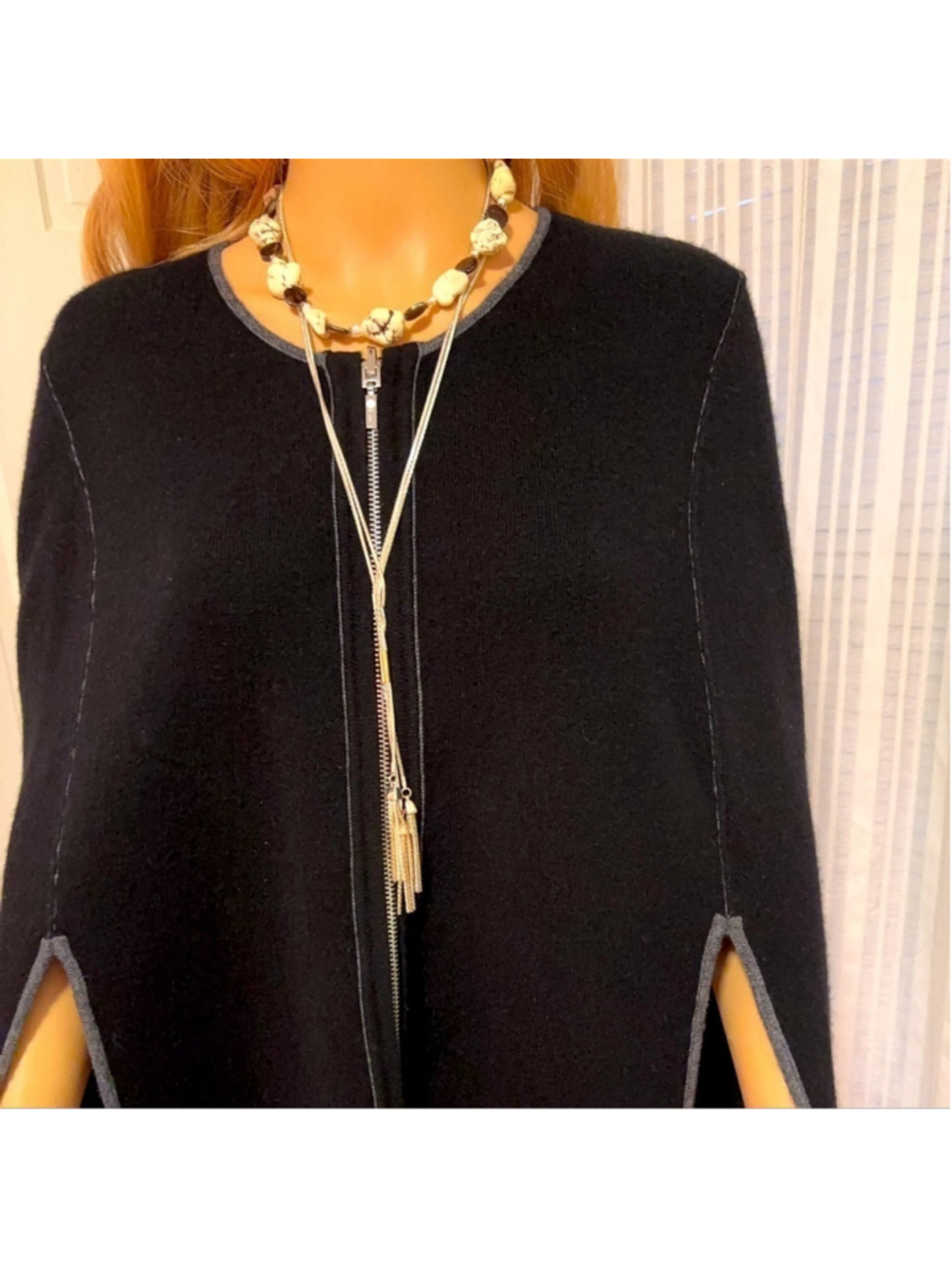 Long Drape Type Vest Reversible Black and Gray Excellent Condition Large to XL